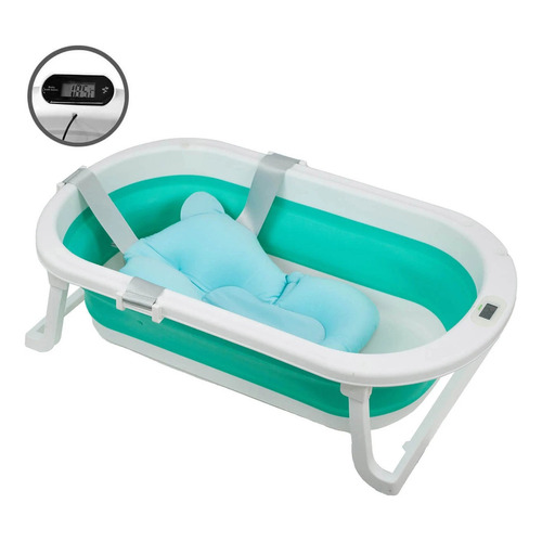 Bañera Plegable Avanti Delfin Con Reductor Y Termóm. 25 Lts Color Verde Liso