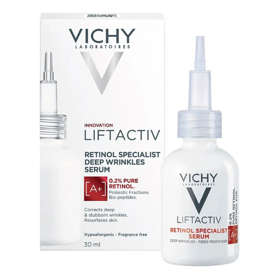 Sérum corrector de arrugas profundas con retinol Liftactiv, 30 ml, Vichy, Tiempo de aplicación: noche, tipo de piel: todo tipo de piel