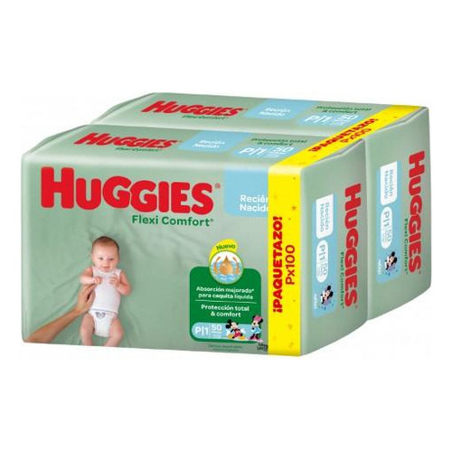 Pañales Huggies Flexi Comfort Talle P 100 Unidades Género Sin género Tamaño Pequeño (P)