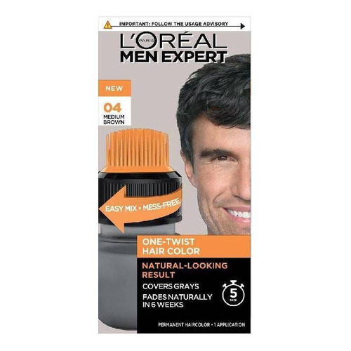 Kit Tinta L'Oréal Paris  Men expert excell 5' tono 4 castaño medio x 50mL