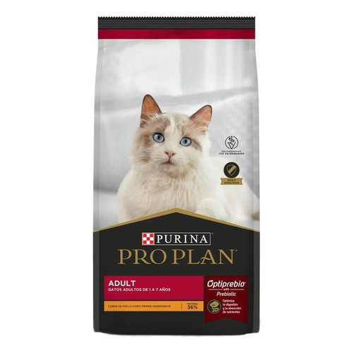 Alimento Pro Plan Optiprebio. Adult para gato adulto de raza  mediana sabor pollo y arroz en bolsa de 7.5kg