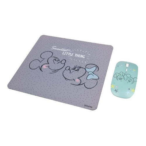 Kit Mouse Inalambrico Y Mouse Pad Mickey 2 / Tecnocenter Color Gris