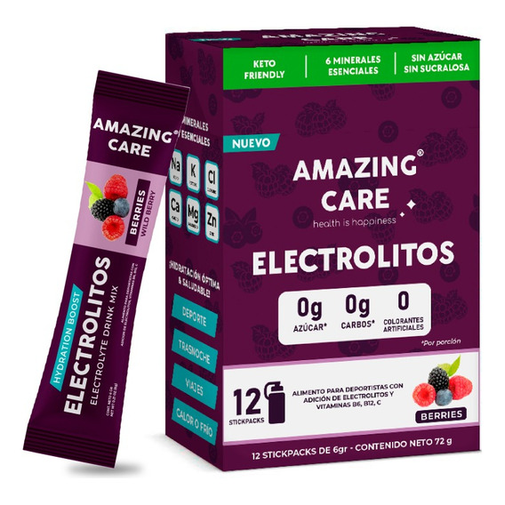 12x Electrolitos Bebida Hidratante Amazing Care Berries