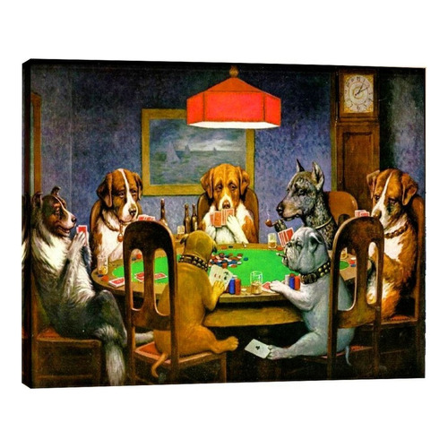 Canvas | Mega Cuadro Decorativo | Perros Poker | 140x90