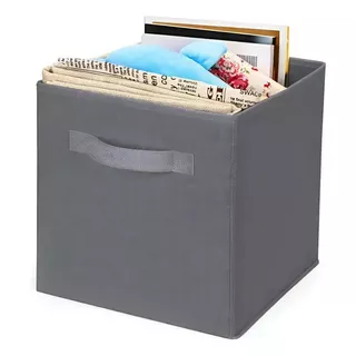 Canasto Cesto Caja Plegable Organizador Tela Deco 31x31x31 Color Gris