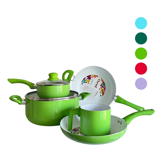 Bateria Cocina Juego Ollas Completo Ceramica Antiad 7pz