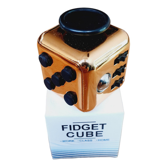 Fidget Cube Goma Metalizado Antiestres 6 En 1 Alta Calidad
