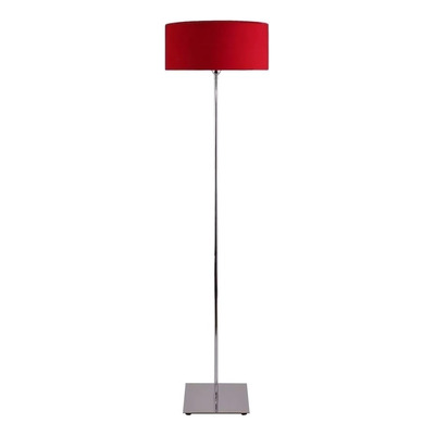 Lampara De Pie Acero Y Pantalla Roja Tela Rígida Apto Led