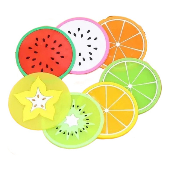 Portavasos De Posavasos De Silicona Colorido Con Frutas 7pcs