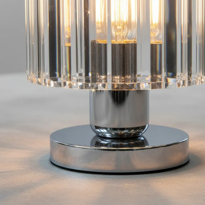 Lampara Velador Prisma R Cristal Cromo Apto Led E27 Cromo Cristal