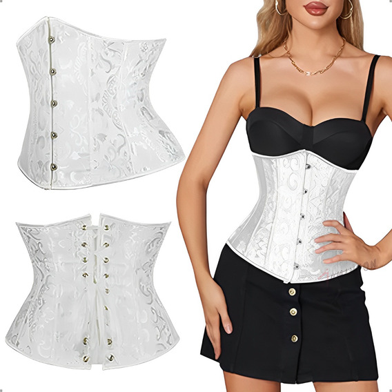 Corset Tipo Estilo Gótico Satinado Faja Ajustable Cinturilla