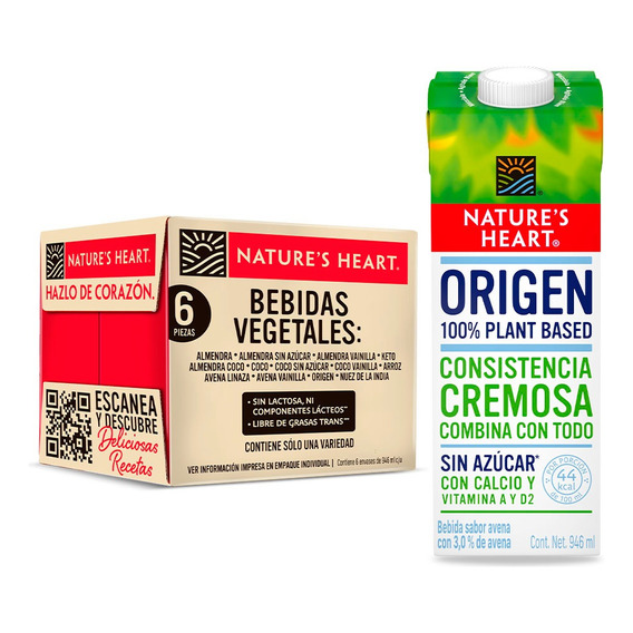 Nature's Heart bebida egetal origen 946 mL 6 Pack