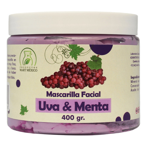 Mascarilla Facial de Uva & Menta Antioxidante y Despigmentante Productos Mart México (400 gr)