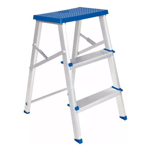 Banqueta De Aluminio Plegable 3 Escalones Soporta 120 Kilos Color Azul