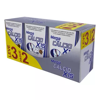 Mega Calcio X 15 600mg 60caps Leve 3 Pague 2