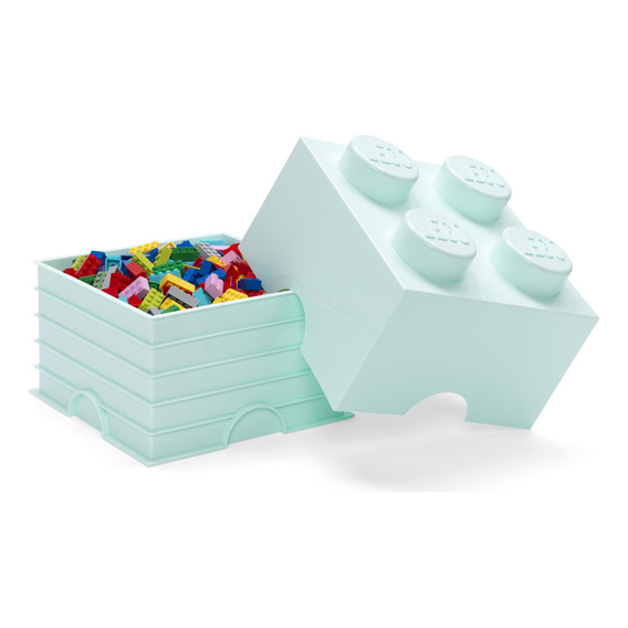 Lego Contenedor Canasto Apilable Organizador Storage Brick 4 Color Aqua