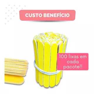 Kit 100 Mini Lixa De Unha Canário Manicure Pedicure 8cm