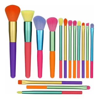 Set X15 Brochas Y Pinceles Maquillaje Colores 