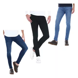 Jeans Pantalon Mezclilla Stretch Skinny Para Hombre Pack X 3