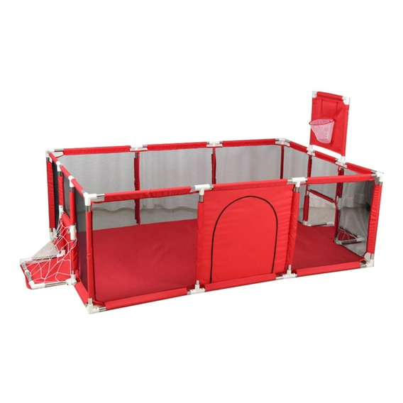 Corral Seguridad Bebes Con Aro De Basket 180cm Rojo