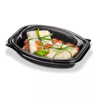 Bandeja Plastica Descartable Bandex 153byt Sushi Negra X 100