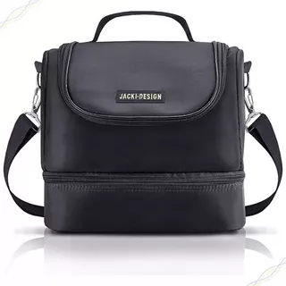 Bolsa Térmica Fitness Marmita Academia Lancheira Divisórias Cor Preto