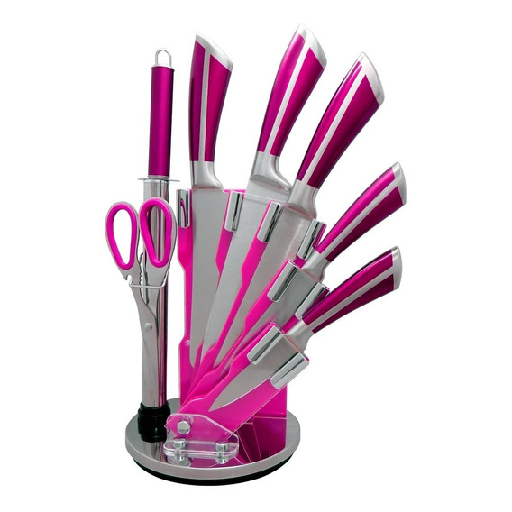 Juego De Cuchillos De Acero Inoxidable Rosas 8pzas Ks200rs