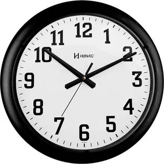 Reloj De Pared 6129 Herweg, 40 Cm, Cristal Grande De Plástico Negro