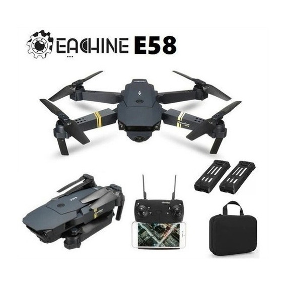 Cámara Drone Eachine E58 Full HD de 2,4 GHz, 2 baterías y funda, color negro