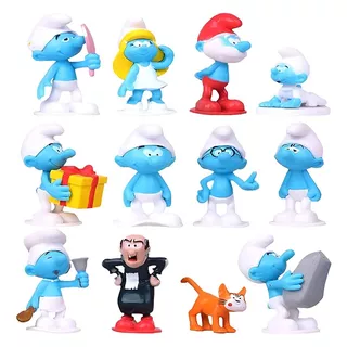 12 Figuras Pitufos Smurfs  Juego De Juguetes De Plástico