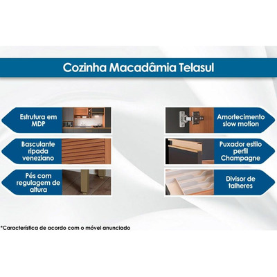 Paneleiro De Cozinha Modulado Macadâmia 70cm 4 Portas Freijo