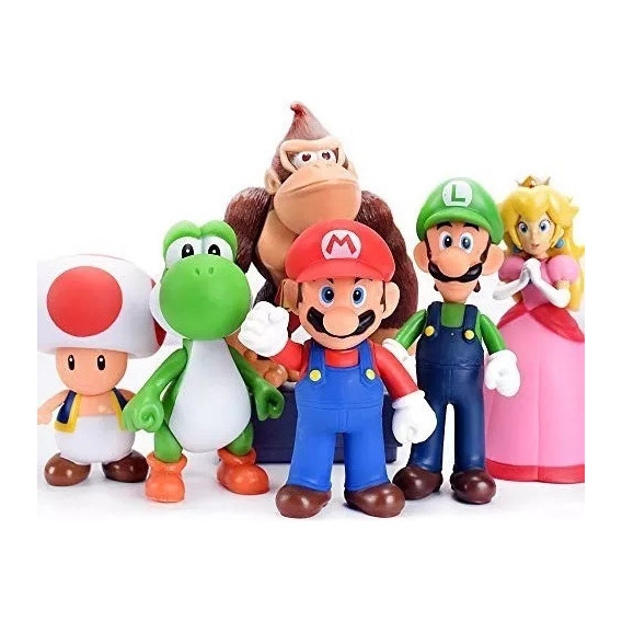 Set X 6 Figuras Super Mario Bross En Caja