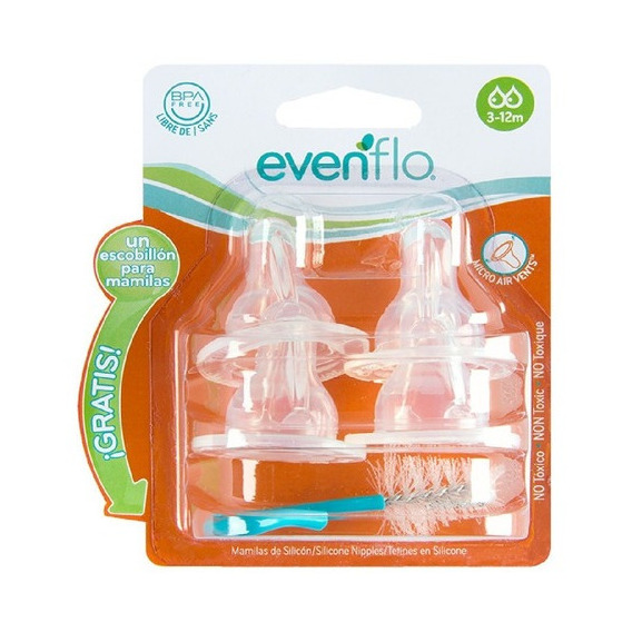 Mamilas Evenflo De Silicon Fluj M X 4und + Escobillon