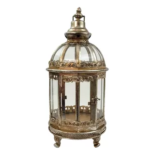 Lanterna Marroquina Decorativa Prata Envelhecida 42x19cm