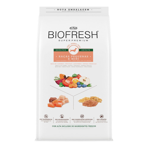 Alimento Biofresh Super Premium para perro adulto de raza mini y pequeña sabor mezcla de carne y fruta y verdura y hierbas frescas en bolsa de 1kg