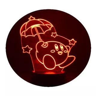 Lámpara 3d App Incluida Kirby Con Paraguas + Pilas
