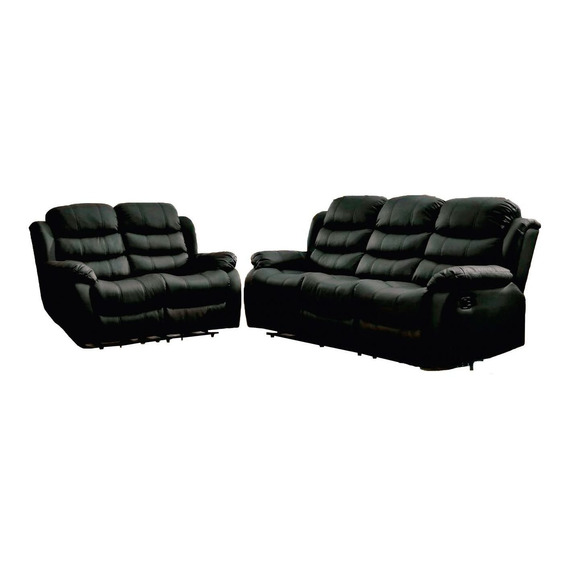 Juego De Living Reclinable 3+2 En Pu Comedor Negro Beverly