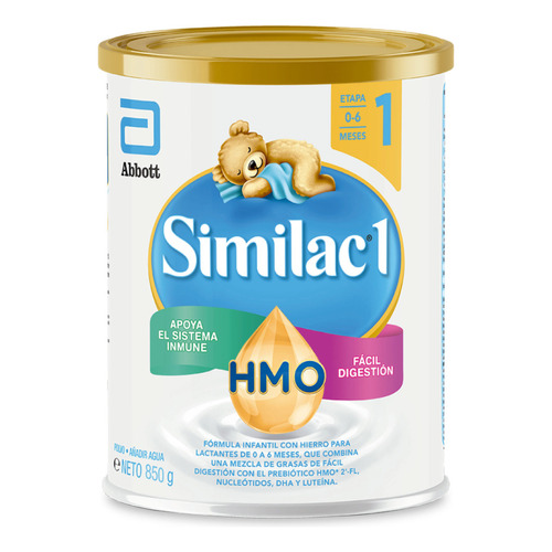 Leche de fórmula en polvo Abbott Similac ProSensitive 1 en lata de 850g - 0  a 6 meses