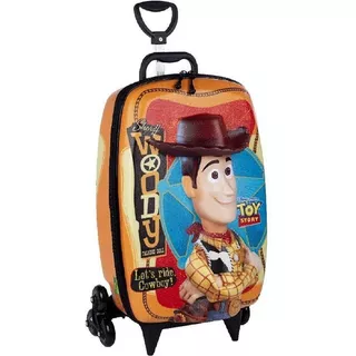 Mochila Escolar De Rodinhas Toy Story Woody 3d Maxtoy Cor Laranja