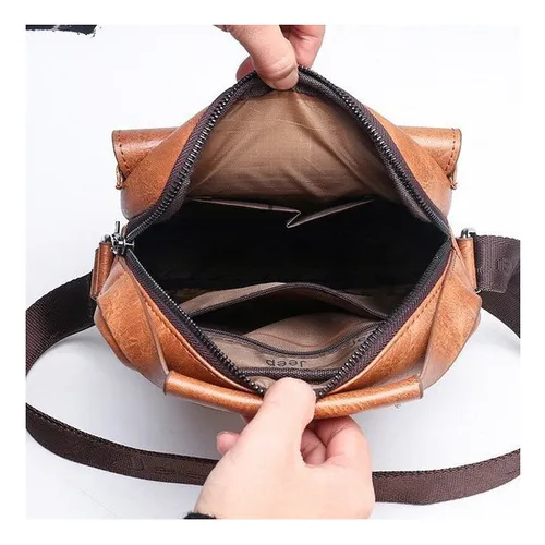 Bolso Bandolera Jeep Business Messenger Para Hombre Color Caqui