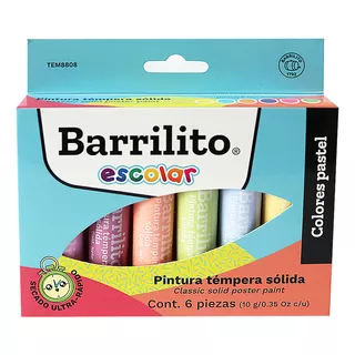 Pintura Tempera Solida Pastel En Barra Barrilito C/ 6 Piezas