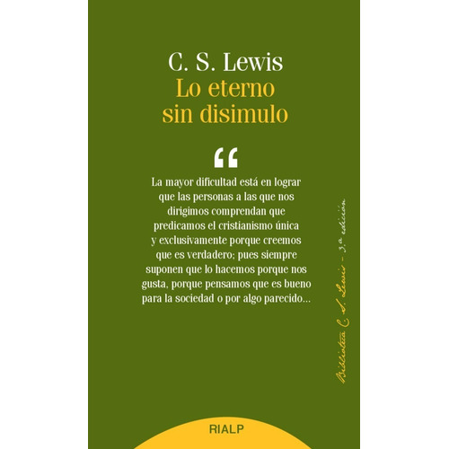 Libro - Lo Eterno Sin Disimulo - C.s. Lewis