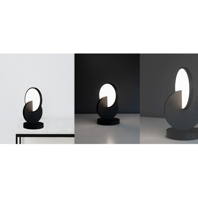 Lampara De Mesa Velador Pacman Led 8w Negro Deco Moderno Cie