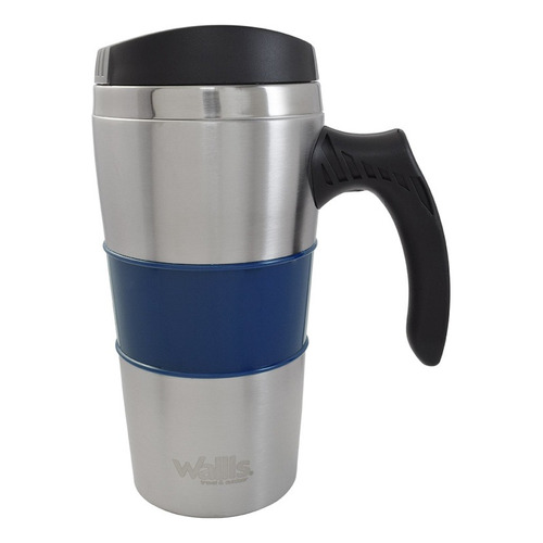 Taza Térmica Tapa Protector Antiderrames 450ml Wallis Color Azul Liso