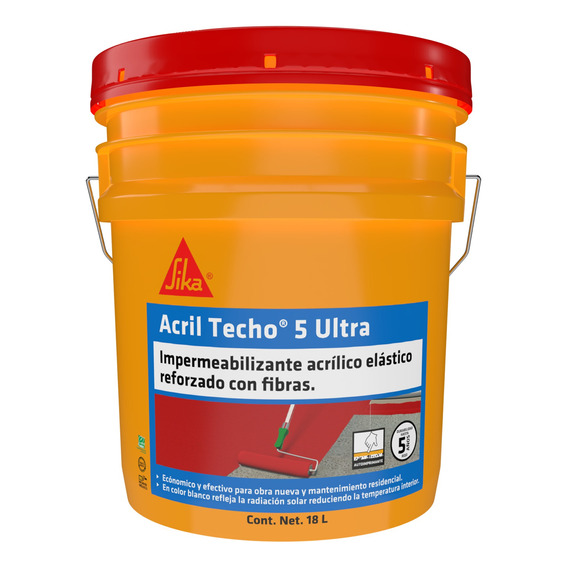 Sika Acril Techo 5 Ultra Imper Acrílico 18 Lt