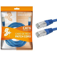 Cabo De Rede Blindado 5m Ethernet Rj45 Cat6 Azul 5 Metros