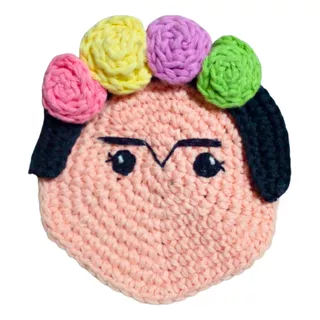 Posavaso Tejido Frida Kalho Crochet 11cm 
