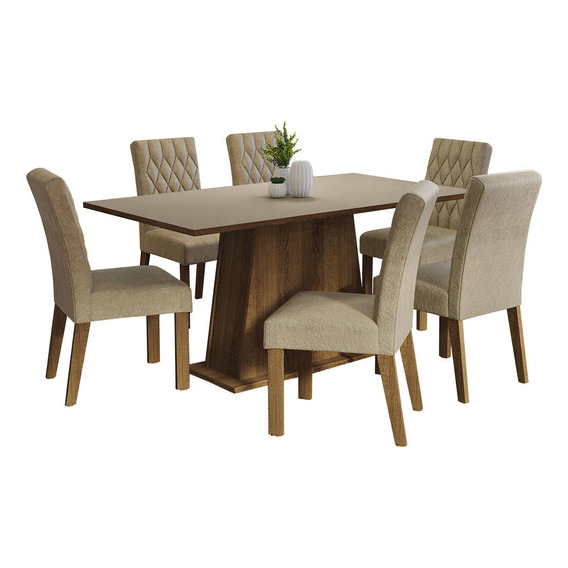 Juego De Comedor Britney Con 6 Sillas Marron/crema/imperial