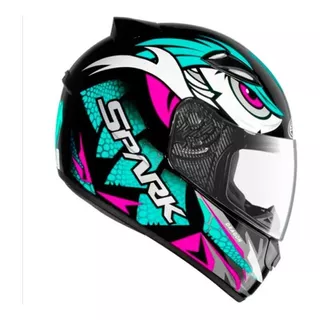 Capacete Fechado Ebf New Spark Dragon Preto Fosco Tifany Cor Preto Fosco/tifany Tamanho Do Capacete 58