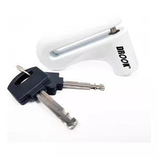 Candado Traba Disco Moto Drook 73d 5mm Llave Reversible Color Blanco